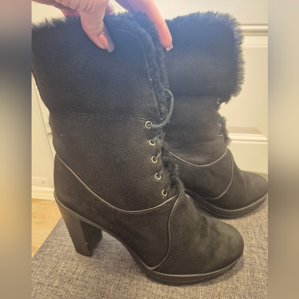 Natural Suede and Real Fur Lined Winter Ankle Boots Super Warm - Picture 10 of 17